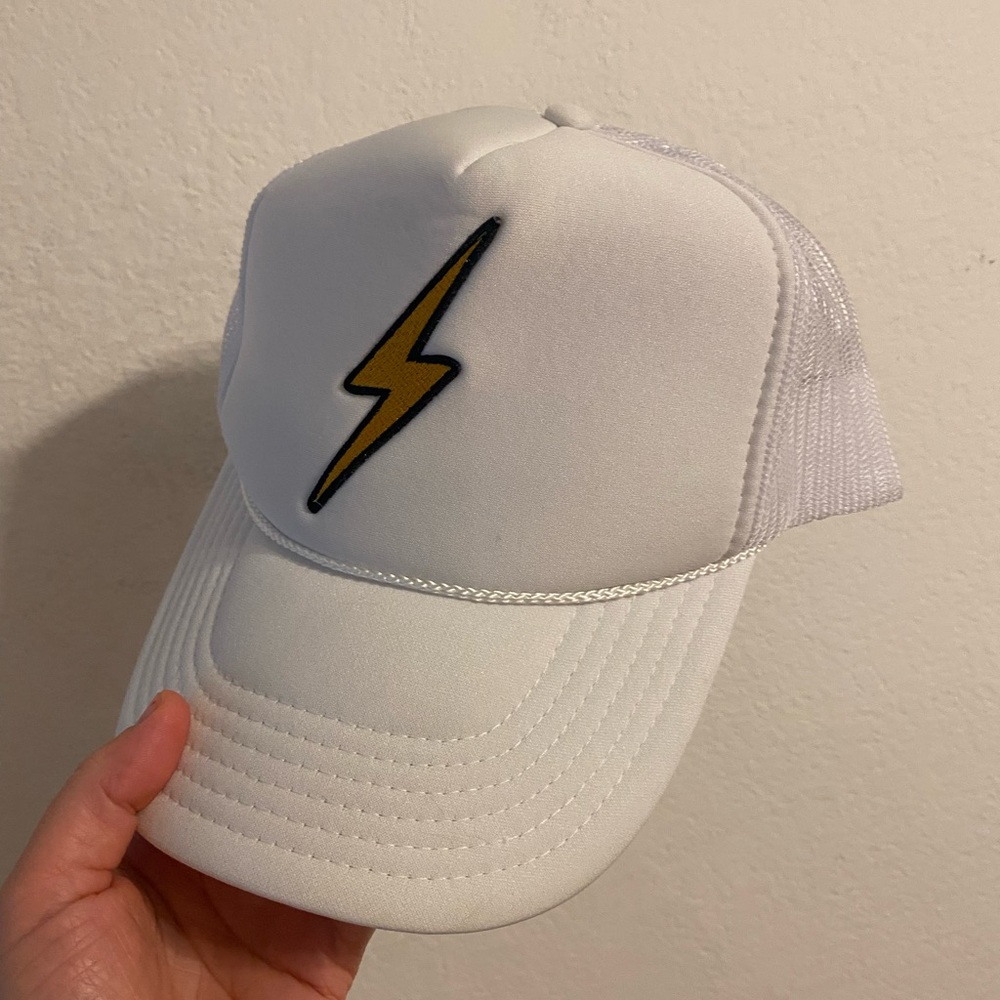 AVIATOR NATION White Trucker Hat with Lightning Bolt